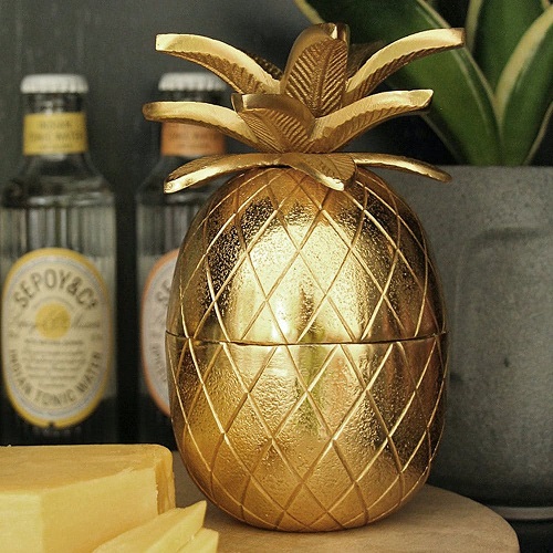 Coated Metal Pineapple Shaped Jar, for Home Decor, Feature Easy To