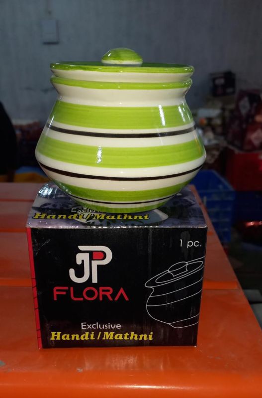 Round Polished Ceramic Jp Flora Green Handi, Size : Standard