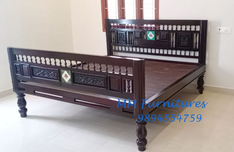 Polished Karaikudi Wooden Bed, For Home, Color : Black