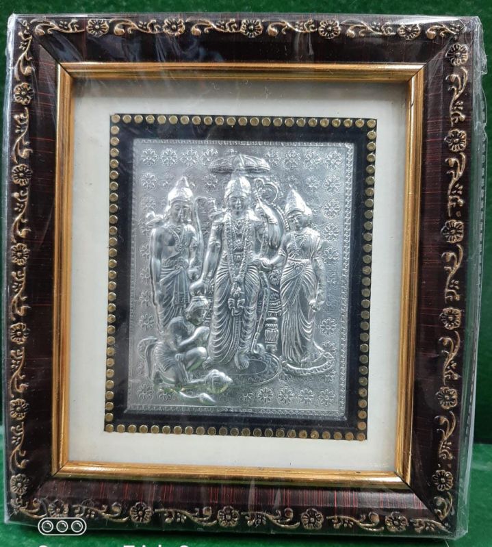 999 Silver Gods Ram Darbar ji Photo Brown Frames Momento with Natural Fragrance.