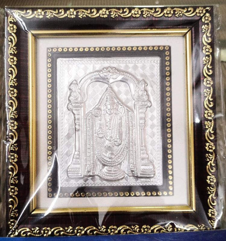 999 Silver Gods Tirupati Bala ji Photo Brown Frames Momento with Natural Fragrance.