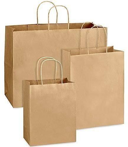 Version Kraft paper carry bags, Size : 19X12X5