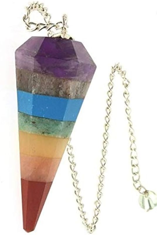 Multicoloured Triangle 7 Chakra Pendulum, for Healing Jewelry Gemstone, Size : Customised