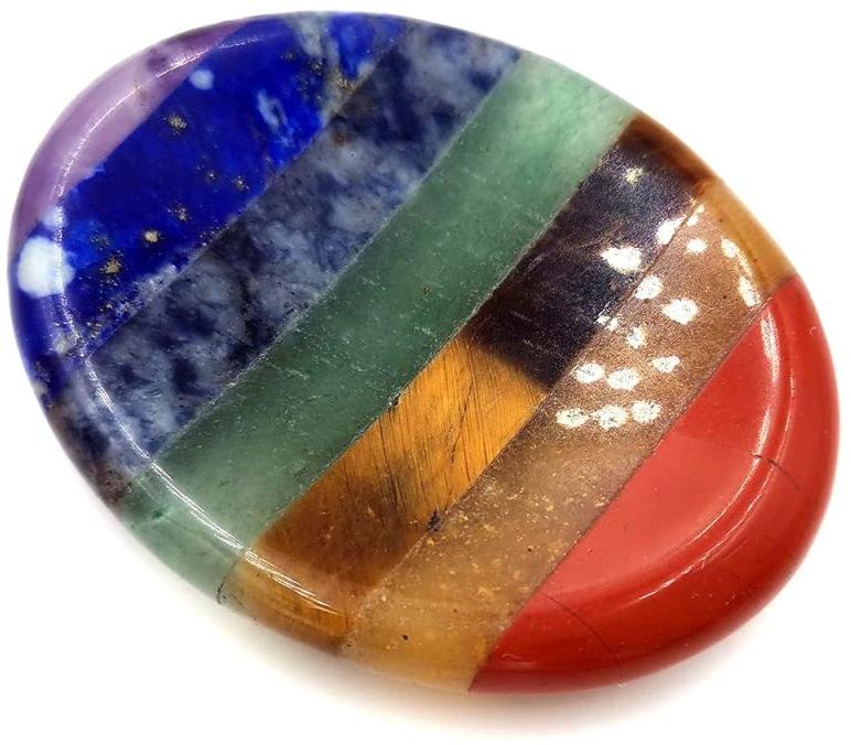 Multicolor Round Gemstone 7 Chakra Worry Stone, for Healing, Peace, Serenity, Size : Customised