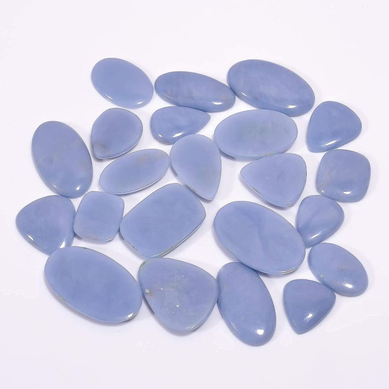 Polished Angelite Gemstone Cabochon, for Bracelet, Earring, Necklace, Feature : Healing, Serenity