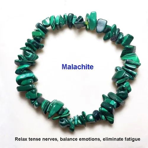 Marka Jewelry Malachite Chips Bracelet for Healing, Serenity, Peace