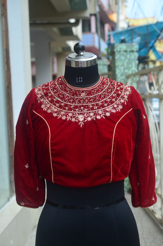 Ladies Fancy Red Party Wear Blouse, Feature : Quick Dry, Easy Washable Skin-Friendly, Comfortable, Attractive Designs