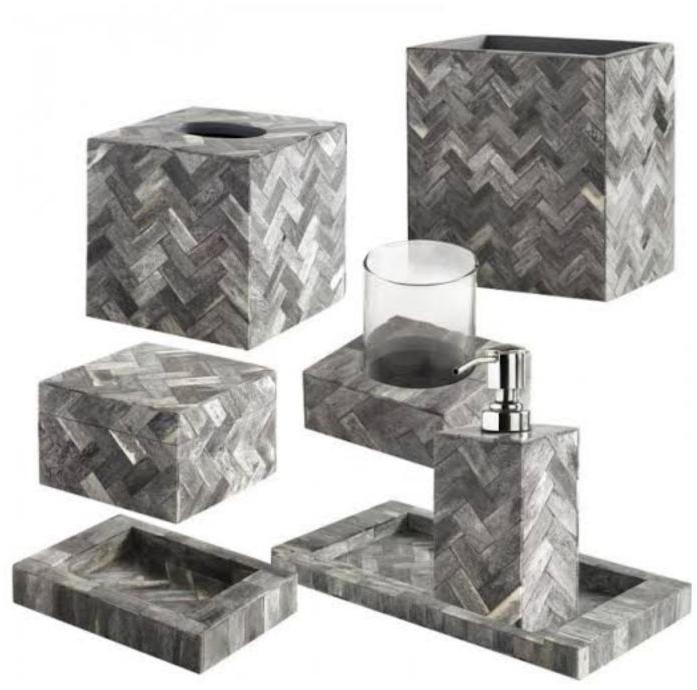 Grey Bone Inlay MDF Bathroom Set, Packaging Type : Box