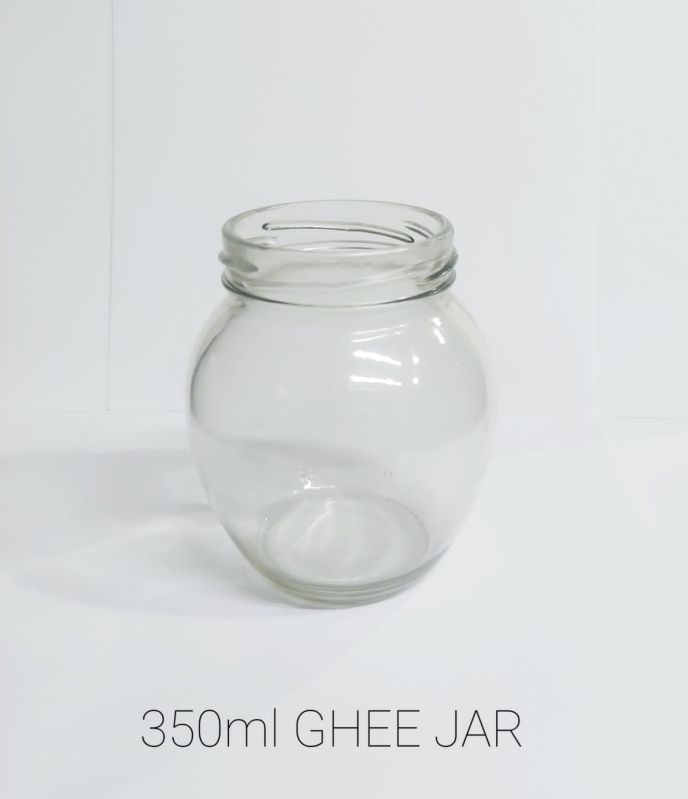 Oval Glass 250ml Ghee Jar, For Kitchen Storage, Capacity : 350ml