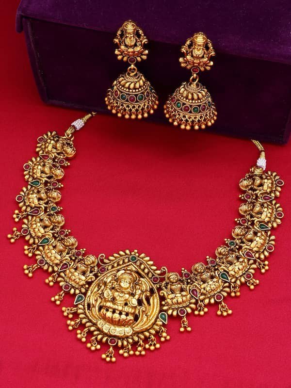 Temple jewellery deals gold necklace price