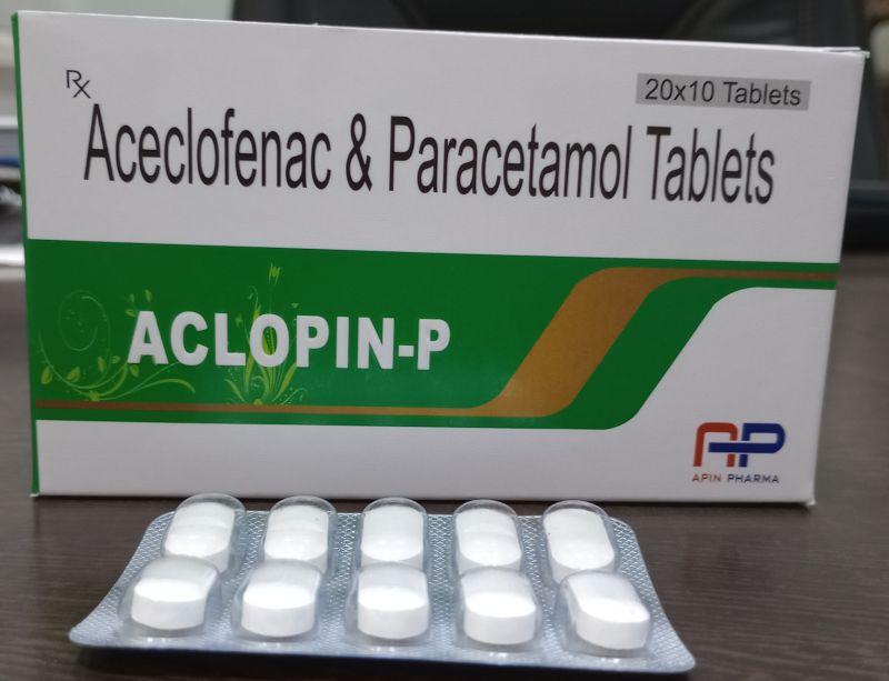 ACLOPIN-P Aceclofenac Paracetamol Tablets, Packaging Type : Box