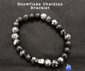 Round Crystal Snow Flake Obsidian Bracelets, For Gifting