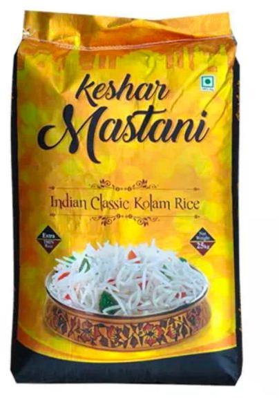 White Keshar Mastani Indian Classic Kolam Rice, for Cooking, Packaging Type : Plastic Bag