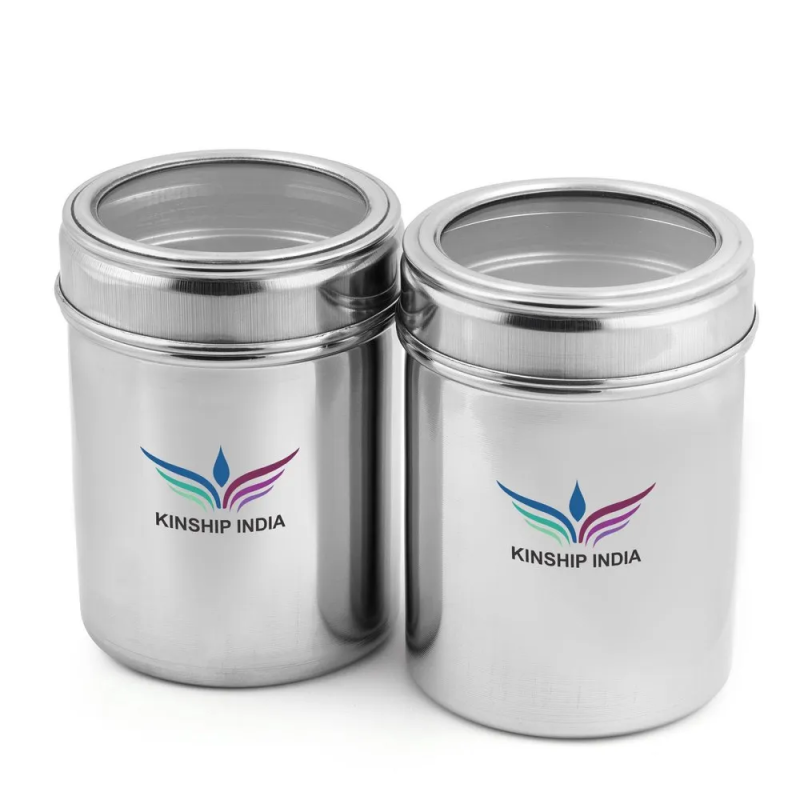Silver Stainless Steel Canister, Shape ROUND at Rs 205 / Set in Delhi