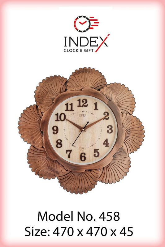 Round Plastic 458 Brown Wall Clock, for Home, Office, Decoration, Display Type : Analog