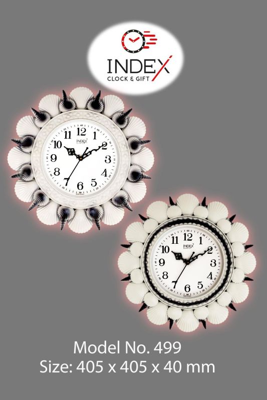 Round 499 Fancy White Wall Clock, for Home, Office, Decoration, Display Type : Analog