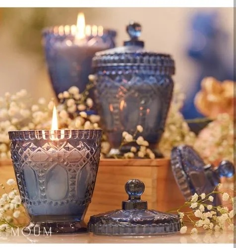 Multicolour Decorative Glass Candle Jar
