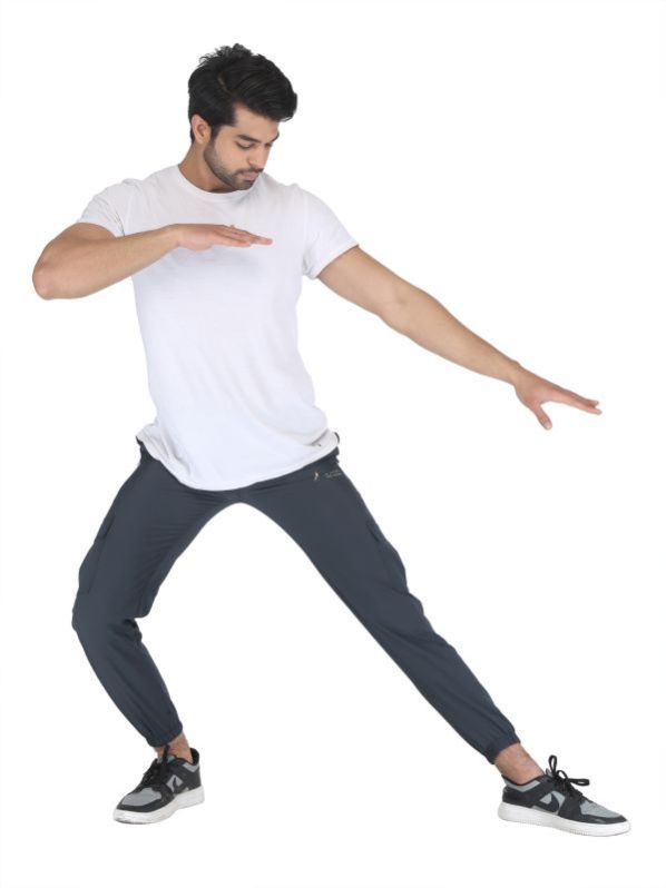 Mens Grey NS Polyester Solid Track Pant With Grip