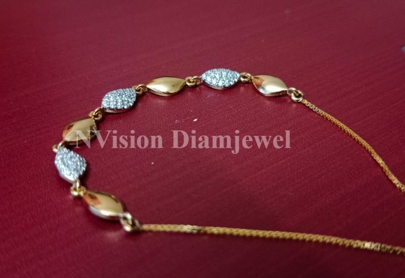 Yellow Gold Natural Diamond light weight Bracelet