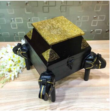 Wood 4 Elephant Decorative Box