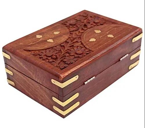 Brown Rectangular Polished Designer Wooden Jewellery Box, for Packaging