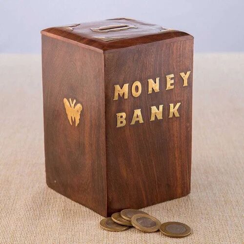 Brown Rectagular Wooden Money Bank