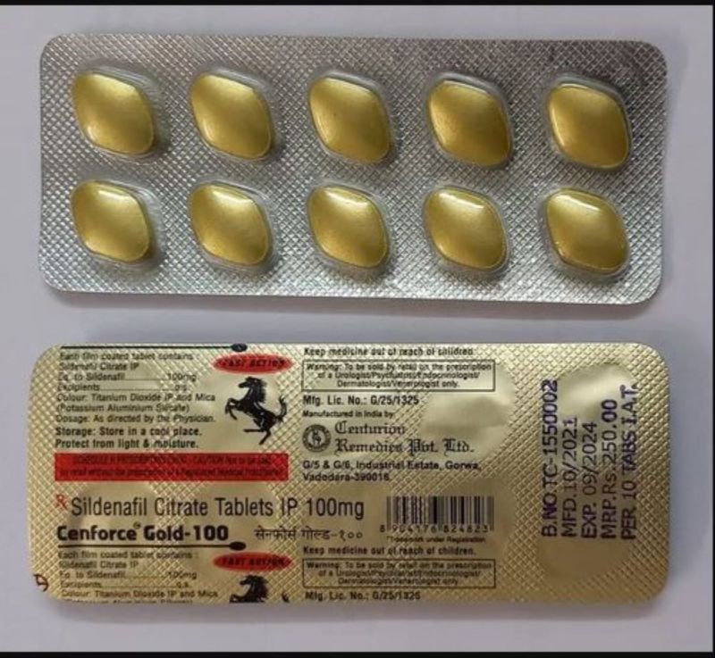 Cenforce Gold 100mg Tablets, for Erectile Dysfunction, Packaging Type : Blister