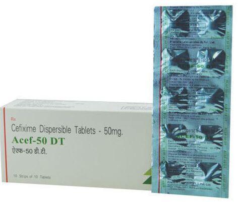 Acef-50 DT Cefixime Dispersible Tablet, for Clinical, Hospital, Packaging Type : Box