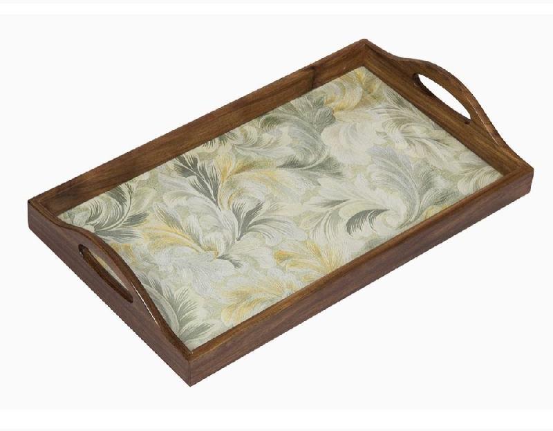 Rectangle Polished wooden serving tray, for Hotels, Restaurants, Feature : Light Weight, High Quality