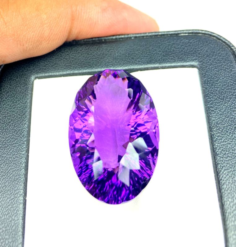 Amethyst Oval Concave Cut Loose Gemstones