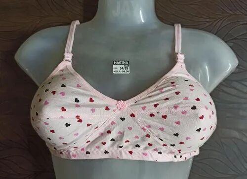 Printed Cotton Bra, Color : Pink