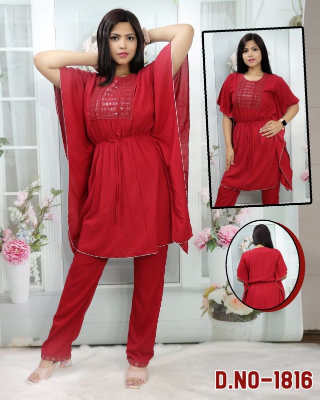 Half Sleeves Cotton Plain Ladies Kaftan Dress, Specialities : Impeccable Finish, Comfortable, Anti-Wrinkle