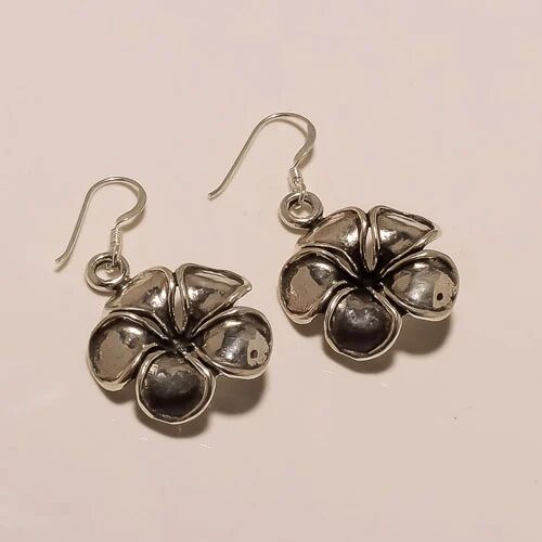 Shree Krishnam Silver Flower Plain Earring, Gender : Women