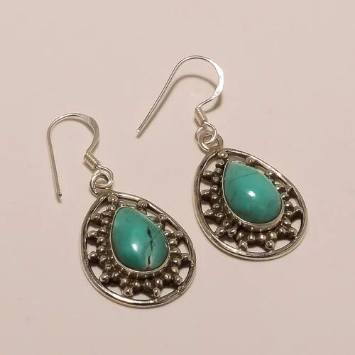 Shree Krishnam Sterling silver Turquoise Earring, Purity : 92.5