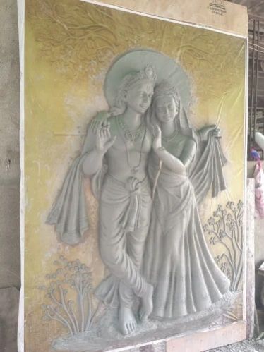 Rectangle Polished Fiber Radha Krishna Mural, for Decoration, Size : 7x5 feet