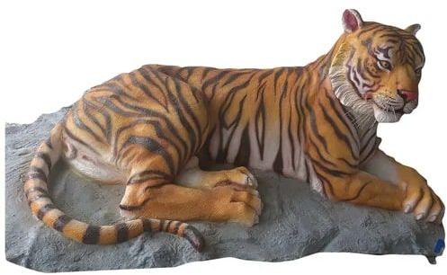Color Coated FRP Sitting Tiger Statue, for Exterior Decor, Pattern : Printed