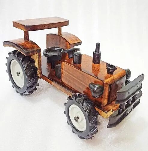 Brown Wooden Tractor Toy