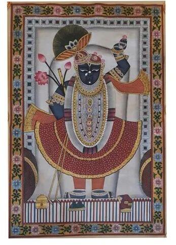 Water color cotton cloth Shreenathji Pichwai Painting, Size : 2fx3f