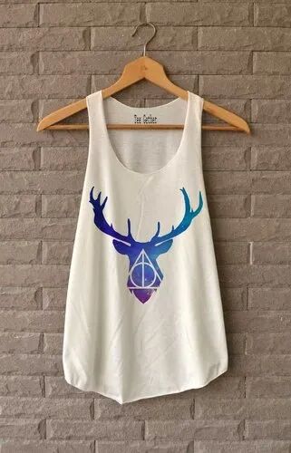 Printed Cotton Sleeveless Tank Top, Size : S-XXL