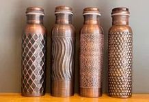 Printed 1L Copper Water Bottle, Packaging Type : Paper Box