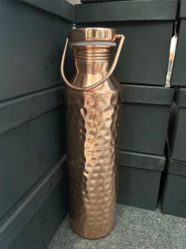 Hammered Copper Bottle With Handle, Storage Capacity : 1L