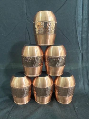 Round Designer Copper Glass Set, for Gifting Purpose, Capacity : 300 ml