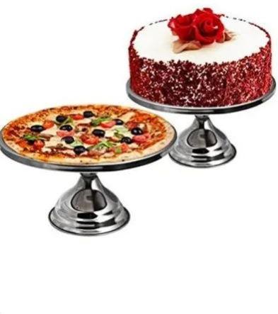 Silver Round Stainless Steel Cake Stand, Size : 10 Inch