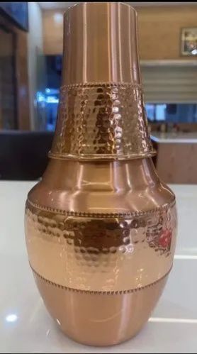 Half Hammered 470 Gm Surai Shaped Copper Bottle, Feature : Long Life, Hard Structure