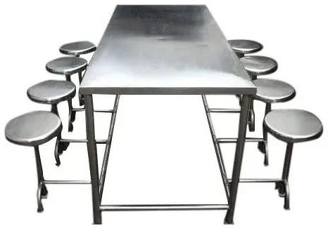 Stainless Steel Canteen Table, Color : Silver