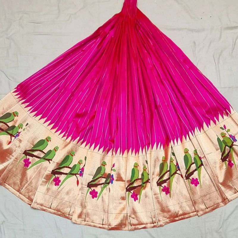 Silk Handwoven unstitched lehenga, Size : 4 meters