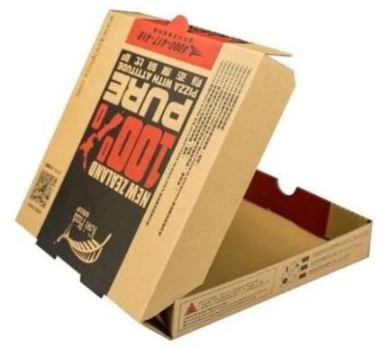 Rectangular Corrugated Printed Pizza Box, Color : Brown