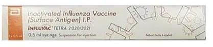 Influvac Tetra Vaccine, for Hospital, Clinical, Form : Liquid