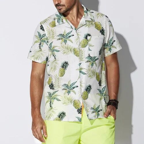 Polyester Printed Mens Beach Shirt, Size : XXXL, XXL, XL