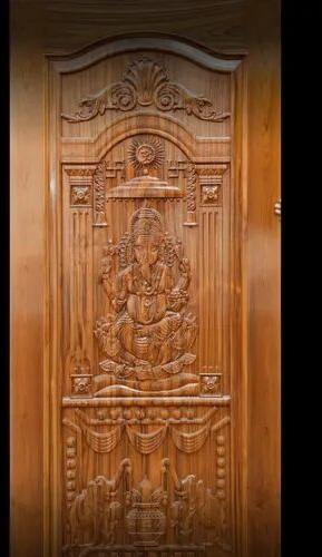 Carved Teak Wood Door, for Home, Open Style : Hinge